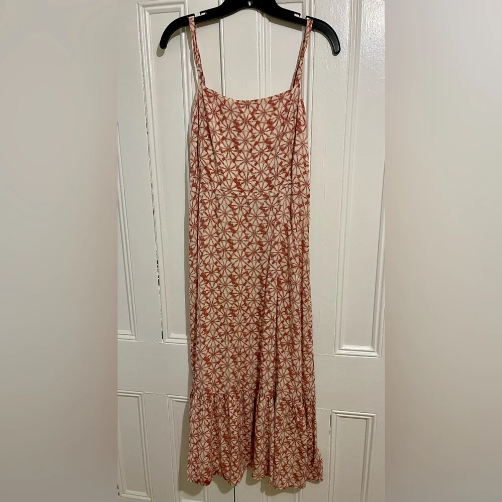 GAP Floral Midi Dress in Rust and Cream Size 12 - Picture 3 of 5